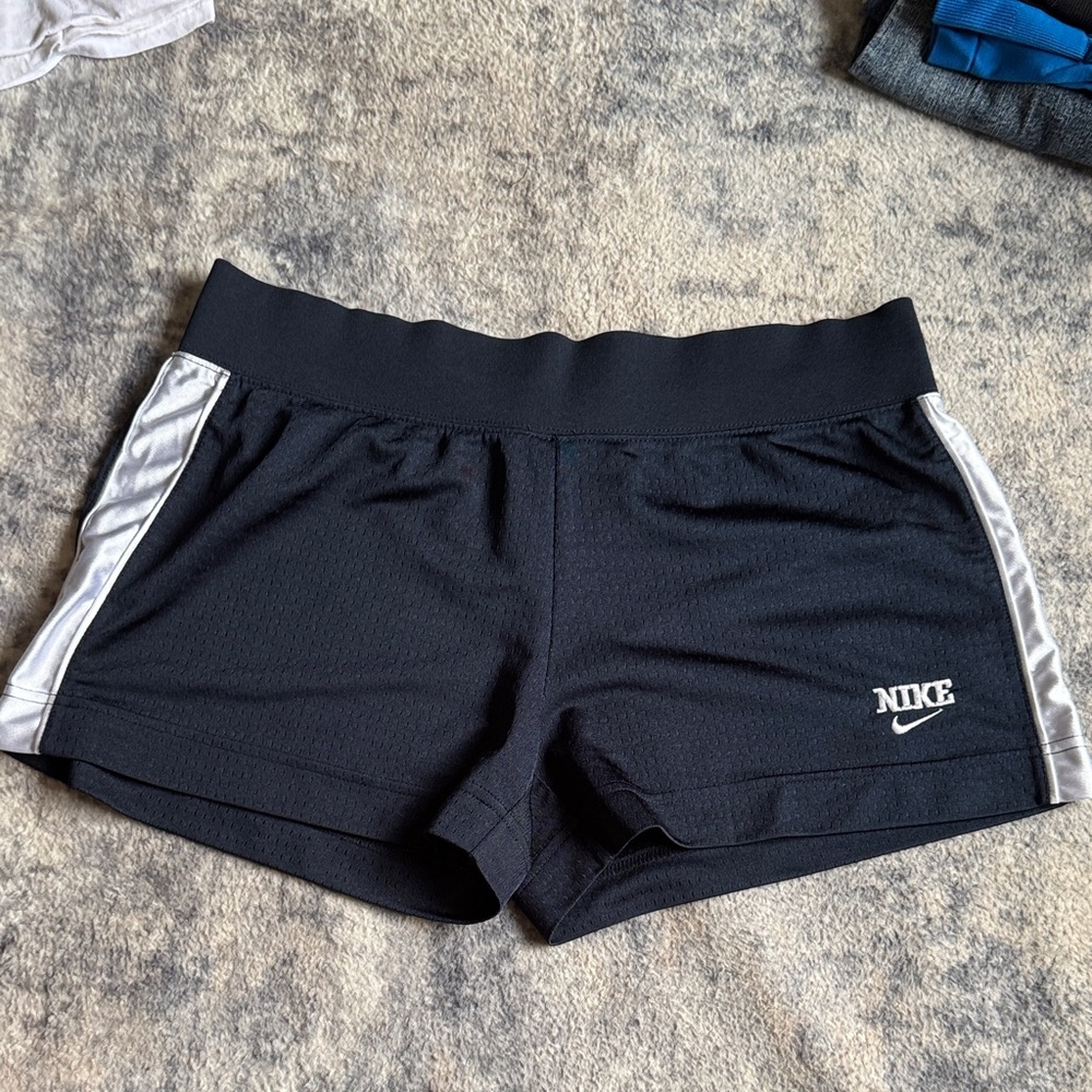 Nike Women's Black Athletic Shorts with White Side Panels